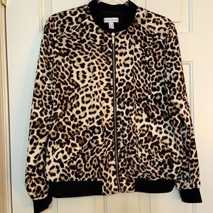 Susan Graver Animal Print Bomber Jacket - S